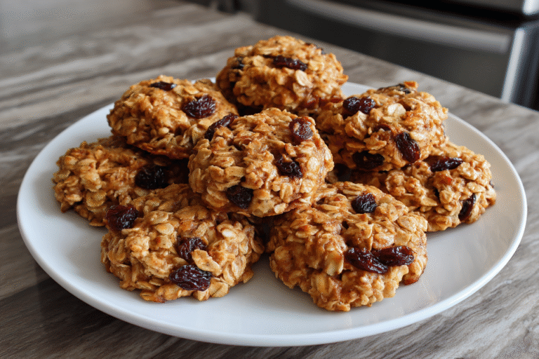 cottage cheese oatmeal raisin cookies in ramekin